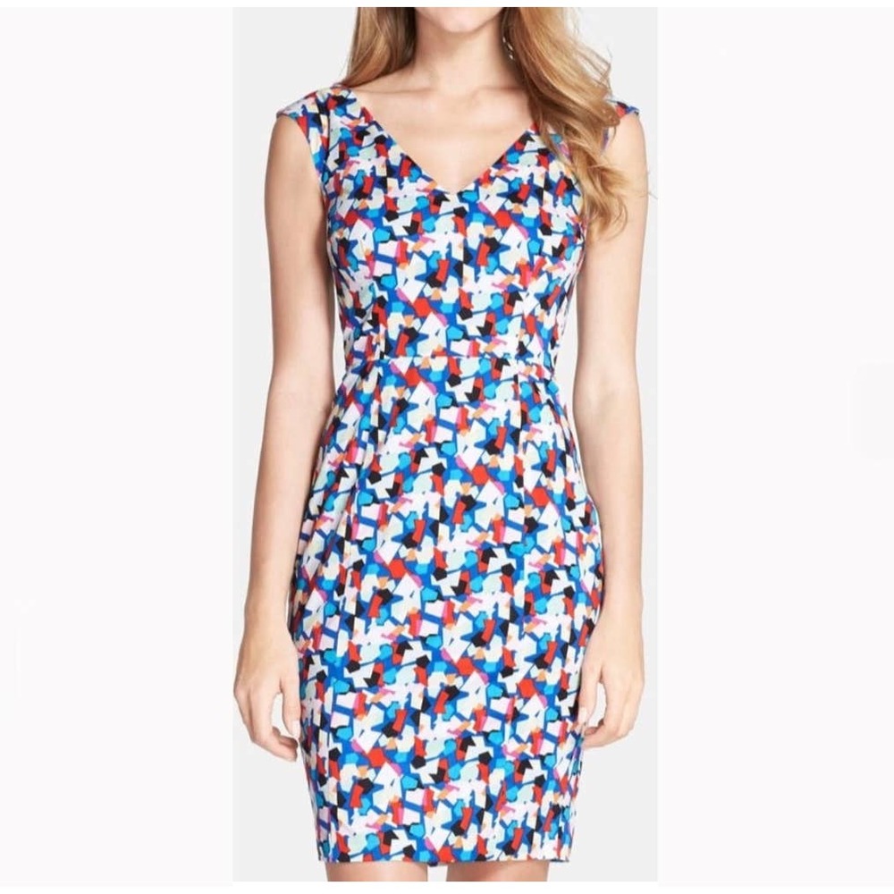 Plenty by Tracy Reese Selah Sheath Dress Blue Geo Size 12P